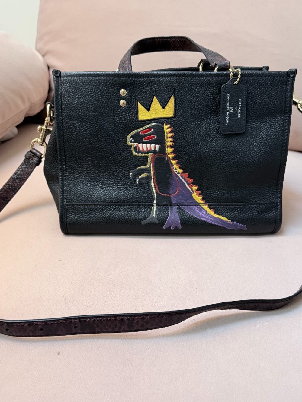 RARE Coach x Jean-Michel Basquiat Dempsey Carryall C5661 Black Leather